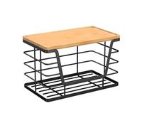 Generico Garbage Bag Dispenser, Stackable Trash Bag Holder, Wood Top Organizer for Kitchen Bathroom Pantry Laundry Dorm Toilet Under Sink Bedroom Balcony Living Room Small Space Waste Storage