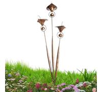 Generico Garden Decor Stakes,Rustic Weather Resistant Metal | Flamed Flower Stake With Bells - Housewarming Birthday Outdoor Backyard Patio Deck Lawn