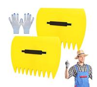 Generico Garden Leaf Rake, Handheld Rake with Gloves, Multifunctional Claw Collector, Lawn Debris Removal Tool, Yard Cleaning, Leaf Collection, Outdoor Garden Maintenance, Reusable Design