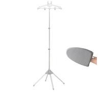 Generico Garment Steamer Stand, Foldable Clothes Rack, Adjustable Height Frame with Heat Resistant Glove, Lightweight Space Saving Design, Silver Set, Excellent for Dresses Suits Jackets Home Use