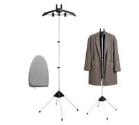 Generico Garment Steamer Stand, Foldable Clothes Rack, Adjustable Height Frame with Heat Resistant Glove, Lightweight Space Saving Design, Silver Set, Excellent for Dresses Suits Jackets Home Use