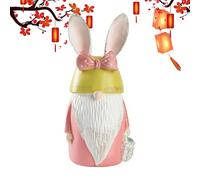 Generico Gartenzwerg Skulpturen - mit Schleife und Ohren Niedlicher Osterhase Als Dekoratives Mittelpunktstück | Deko für Frühlingssaison Innenräume Zuhause Außenbereich HOF Rasen, Bunt