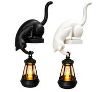 Generico Gatto da Mensola con Lanterna, Decorazione 3D in PLA con Gancio | Gatto 3D in PLA con lanterna sospesa: una decorazione originale con gancio per mensole, librerie e altri angoli di casa.