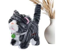 Generico Gatto Di Peluche Camminante | 18 Cm Realistico Con Suono | Cucciolo Elettronico che Parla e Canta - Per Natale Compleanno Capodanno Bambini E Amanti Degli Animali
