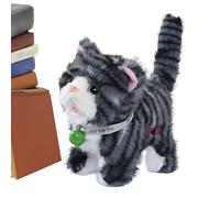 Genérico Gatto di peluche che cammina, 17 cm, interattivo, in peluche elettrico, cantante, per bambini e ragazze, amanti degli animali domestici, compleanno