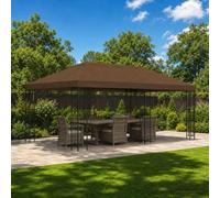 Generico Gazebo con pareti Laterali 6 x 3 m Marrone Poliestere e Acciaio,Prato e Giardino,Vita all'aperto,Strutture da Esterno,Baldacchini e gazebo-3375993