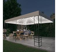 Generico Gazebo con Stringa di Luci LED 4x3x2,7 m Bianco,Casa e Giardino,Prato e Giardino,Vita all'aperto,Strutture da Esterno,Baldacchini e gazebo-3070307