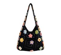 Generico Gehäkelte Tragetasche Damen - 33cm Florale Boho Handtasche | Garn Handgehäkelte Blumentasche Für Sommer, Handgefertigte Häkeltasche Strandtasche Sommertasche Für Urlaub Reisen Dating