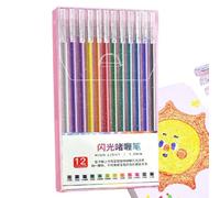 Generico Gel Glitter Pens - ABS, 16cm, Vibrant Coloured Writing Set, Stable Ink | Artist Drawing Tools, Leak Resistant, Smooth Flow, Portable Design For Sketching, Painting, Writing, Kids