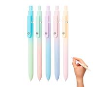 Generico Gel Pens - Fine Point 0.5mm, Set Of 5 Soft Touch Barrel, Smooth Writing Retractable Pens, Top Performance Category, Assorted Aesthetic Colors For Students Teachers