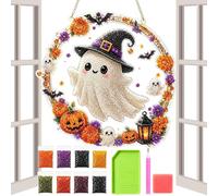 Generico Gem Painting Halloween, 2D Cat Ghost Acrylic Sparkling Decor | Adults Halloween Pearl Art Kits for Home Room Apartment Hotel Garden Indoor Vacation Thanksgiving Party