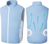 Generico Gestro di Raffreddamento con 2 Ventilatori, Abiti con Aria Condizionata Estiva, Giubbotto di Rinfrescante, Protezione Del Sole Traspirante(Blue,XXXX-Large)
