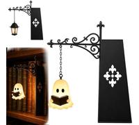 Generico Ghost Bookshelf Lantern，Library Mini Bookshelf Lamp, Little Cute Lantern-Decorative Library Hanging Resin Lighting, Miniature Halloween Vintage Patchwork Reading Book LED Nightlight
