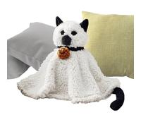 Generico Ghost Cat Plush, Halloween Huggable Doll, 6.3x11.42in Compact Soft Sleeping Pillow, Authentic Stuffed Cozy Design, Cute Spooky Style for Kids Birthday Party Holiday Decor