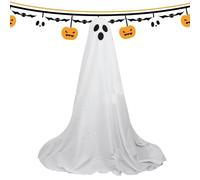 Generico Ghost Decor - 2-Meter Retractable Halloween Light Up Fabric Ghost | Large Glowing Fabric Ghost with LED Lights | Weather-Resistant Fabric & Frame | Halloween Decor for Yard, Lawn, Porch