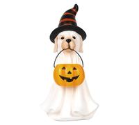 Generico Ghost Dogs Cat Statue With Witch Hat And Pumpkins, Cute Cat And Dogs Ghosts Statue With Pumpkin | Halloween Figurines Desktop Ornament Bookshelf Table Home Decor