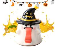 Generico Ghost Mug, Novelty Cup, 3.46x2.76 Inches Ceramic Ghost Shape with Lid Retain Heat, Halloween Drinkware for Juice, Coffee, Wine, Beer, Living Room, Students, and Teachers