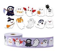 Generico Ghost Sticker Roll 500 Pieces | Cute Ghost Laptop Decal | | Creepy Crafts Decal Adhesive Label, Teens, Girls, Laptop, Luggage, Skateboard, Water Bottle, Phone