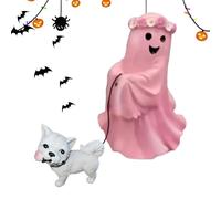 Generico Ghost Walking Dog Figurine, Halloween Desktop Ornament, Resin Cute Decorative Sculpture, Spooky Themed Home, Lightweight Design, for Fireplace Home Desk Table Indoor Bookshelf Mantle Display