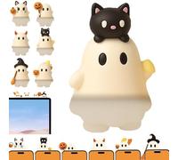 Generico Ghostees Mystery Phone Buddy, Cute Halloween Ghost & Pumpkin Phone Topper, Mini Stick-On Decorative Figure for All Mobile Phones, Fun Desk Accessory (#C)