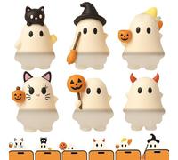Generico Ghostees Mystery Phone Buddy, Cute Halloween Ghost & Pumpkin Phone Topper, Mini Stick-On Decorative Figure for All Mobile Phones, Fun Desk Accessory (6PCS)