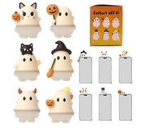 Generico Ghostees Mystery Phone Buddy, Halloween Mystery Blind Box Ghost & Pumpkin Phone Topper, Stick-On Mini Buddy Phones Charms, 6 Differents Random (All 6)