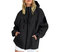 Generico Giacca a Vento Donna Leggera con Cappuccio, Giacca Impermeabile Casual per Primavera e Autunno, Ideale per Viaggi e Attività all'Aperto, Multi-Tasca Funzionale