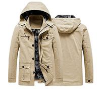 Generico Giacca A Vento Uomo,Abrigo con Forro De De Otoño E Invierno para Hombre Botones De Color SóLido Suelto Informal con Capucha Desmontable De Tamaño con Bolsillos