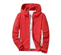 Generico Giacca Antipioggia con Cappuccio, S alla 7XL - Impermeabile Antivento con Tasche Laterali e Polsini Elasticizzati
