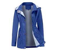 Generico Giacca Antipioggia Donna, Giacca Anti Pioggia E Vento Donna, Leggera Cappuccio Lungo All'aperto Giacca a Vento Impermeabile Zip Corsa Campeggio Viaggi Antipioggia Giacca per Sportiva Outdoor
