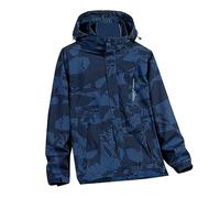 Generico Giacca Antivento Uomo Impermeabile, Maniche Lunghe con Cappuccio Stampa di Pattern Guscio Impermeabile Trekking con Cerniera Casual Traspirante Giubbotto Leggera Antipioggia Autunno
