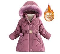 Generico Giacca Bambina Invernale,Giacca Imbottita da Ragazza Lunga E Spessa Stile Straniero Moda Femminile Giacca Imbottita Invernale (Purple, 5-6 Anni)