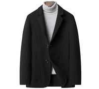 Generico Giacca Blazer in Lana da Uomo, Giacca Sportiva, Abito A Due Bottoni, Blazer con Tasca, Giacca Casual da Lavoro in Lana, vestibilità Slim, Smoking Tinta Unita per Lavoro D'Ufficio, Nero L