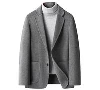 Generico Giacca Blazer in Lana da Uomo, Giacca Sportiva, Abito A Due Bottoni, Blazer con Tasca, Giacca Casual da Lavoro in Lana, vestibilità Slim, Smoking Tinta Unita per Ufficio, Grigio L