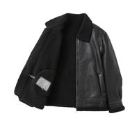 Genérico Giacca Bomber Aviator per Uomo Autentico Giacca in Pelle Pilota Cappotto in Pelle con Fodera in Peluche Pecora Auténica Sintetica per l'Inverno