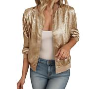 Generico Giacca Bomber da Donna, Corta, Casual, da Aviatore, con Colletto da Baseball, per l'autunno, per Il Tempo liberoModa