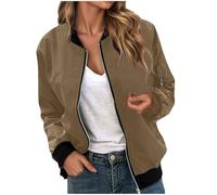 Generico Giacca Bomber da Donna Pilota Casual Colletto Alto Giubbotto Elegante Cappotto Coppia Felpa con Zip per Il Tempo Libero