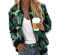 Generico Giacca Bomber Donna,Giacca da Donna Primavera,Cappotto Cerniera Lampo Manica Lunga Casual Leggera Stampa Floreale Giacca Corta Giacchetta Corto Giacchetta Leggera Casual