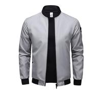 Generico Giacca Casual da per Autunno e Inverno con Maniche Lunghe Zip Stampa e Tasche Perfetta per un Moderno e Informale (Grey, XXXXL)