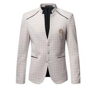 Generico Giacca Completo Uomo Stile Casual Moderna con Bottoni Eleganti e Spilla Design Renna per Occasioni Speciali Eventi Formali (Khaki, XXXXL)
