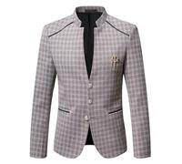 Generico Giacca Completo Uomo Stile Casual Moderna con Bottoni Eleganti e Spilla Design Renna per Occasioni Speciali Eventi Formali (Coffee, L)