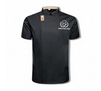 Generico Giacca Cuoco Personalizzata Manica Corta Uomo Donna con Nome e Logo, Giacca Chef Professionale Traspirante, Divisa da Cucina Personalizzabile (Nero)