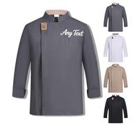 Generico Giacca da Chef Personalizzata Maniche Lunghe con Ricamo - per Uomo E Donna - Uniforme Robusta per Hotel, Ristorante, Cucina Professionale
