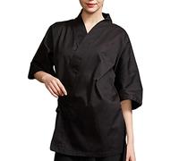 Generico Giacca da Chef Professionale Giapponese Uniforme da Cucina Giacca da Cuoco Estate Kimono per Uomini E Donne(Size:M,Color:Nero)