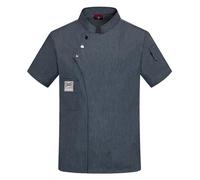 Generico Giacca da Chef Uomo Manica Corta Estivo Divisa Chef Traspirante Leggera con Bottoni a Pressione Professionale Abbigliamento Lavoro Cucina Ristorante Pizzeria Pasticceria Hotel