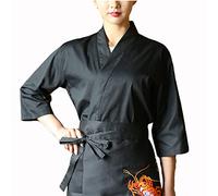 Generico Giacca da Cuoco A Maniche Corte, Divisa da Cucina Stile Kimono, Abbigliamento da Lavoro per Ristoranti Sushi, Panetterie E Personale di Ristorazione Uomo Donna(Size:XXL,Color:Nero)