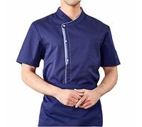 Generico Giacca da Cuoco A Maniche Corte Unisex, per Ristorante Cucina Servizio di Cameriere Hotel Camicia da Cuoco(Size:4XL,Color:Blue)