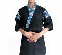 Generico Giacca da Cuoco Unisex in Stile Giapponese Divise Professionali per Ristorazione Giacca da Chef A Maniche Corte(Size:L,Color:Blue)