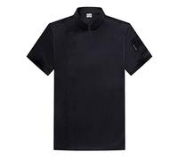 Generico Giacca da Cuoco Unisex per Hotel E Cucina, Servizio di Ristorazione Camicia A Maniche Corte Traspirante Multicolore(Size:4XL,Color:Nero)