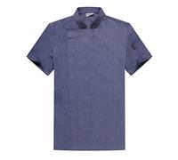Generico Giacca da Cuoco Unisex per Hotel E Cucina, Servizio di Ristorazione Camicia A Maniche Corte Traspirante Multicolore(Size:4XL,Color:Blue)